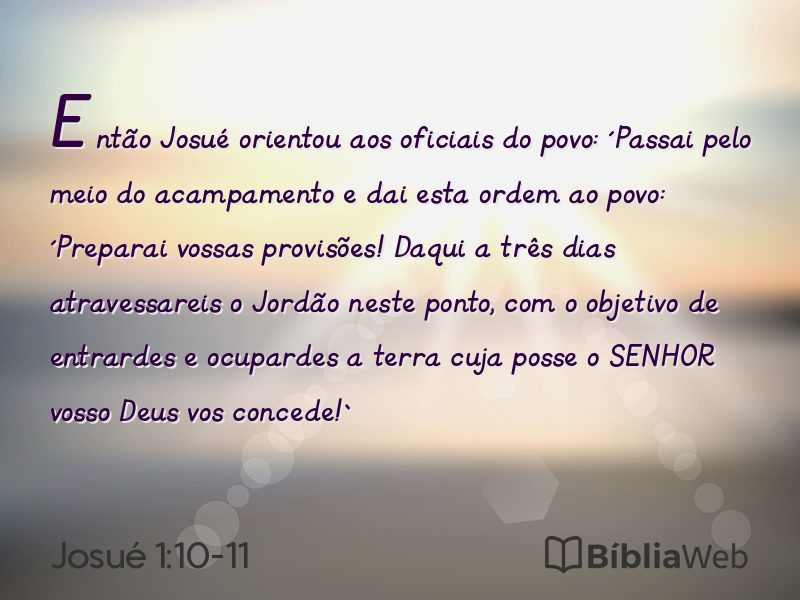 Josué 1:10-11 em imagem para compartilhar
