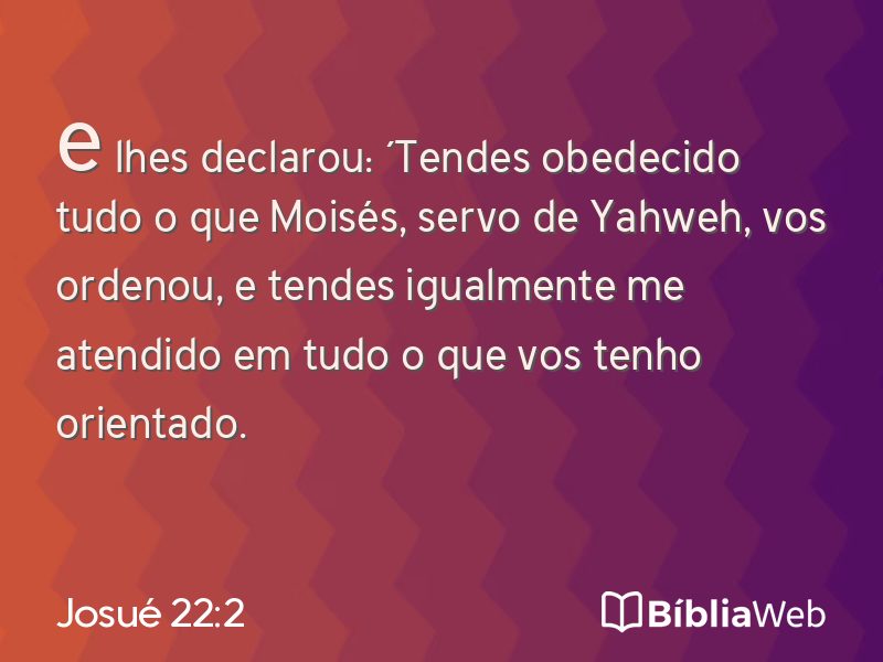 Josué 22:2 em imagem para compartilhar