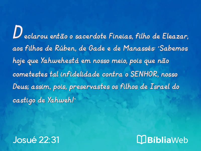 Josué 22:31 em imagem para compartilhar