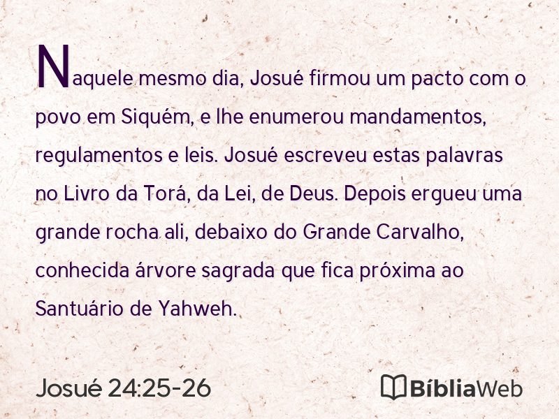 Josué 24:25-26 em imagem para compartilhar