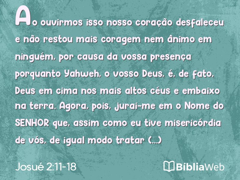 Josué 2:11-18 em imagem para compartilhar
