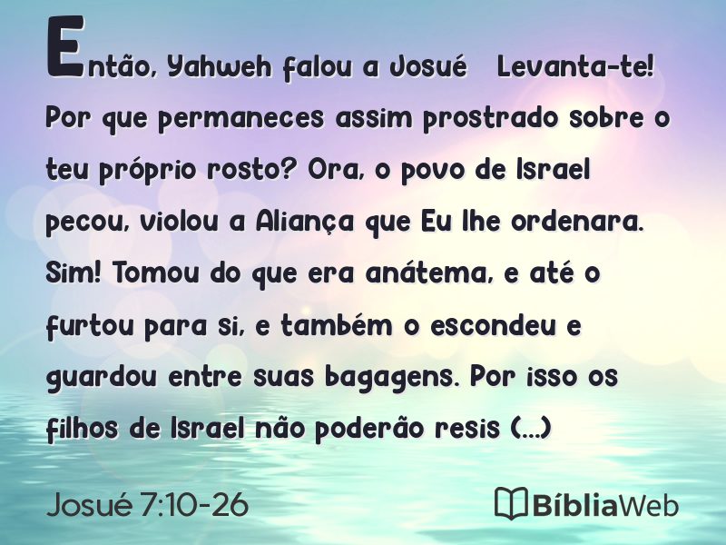 Josué 7:10-26 em imagem para compartilhar