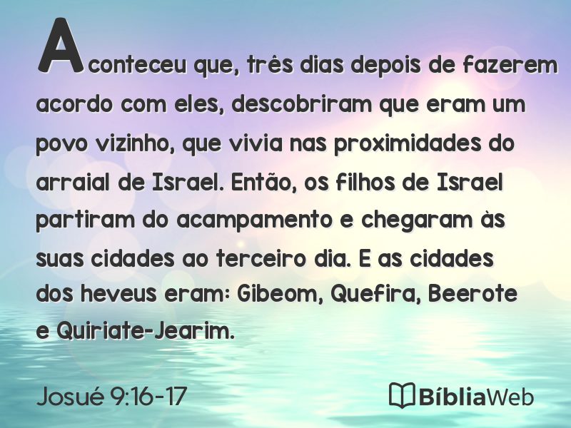 Josué 9:16-17 em imagem para compartilhar
