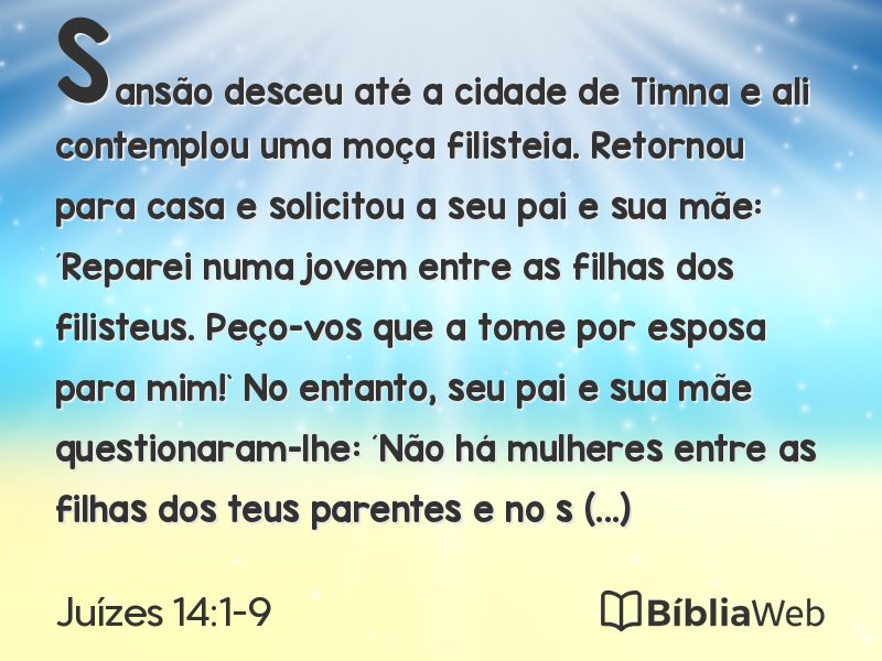 Juízes 14:1-9 em imagem para compartilhar