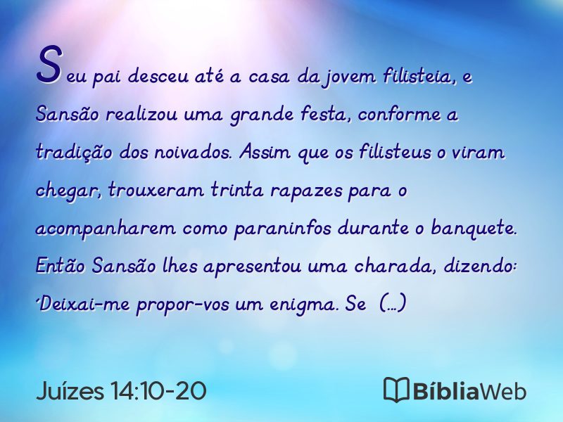 Juízes 14:10-20 em imagem para compartilhar