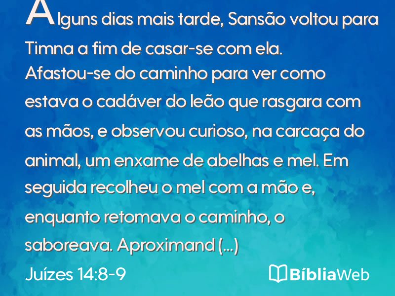 Juízes 14:8-9 em imagem para compartilhar