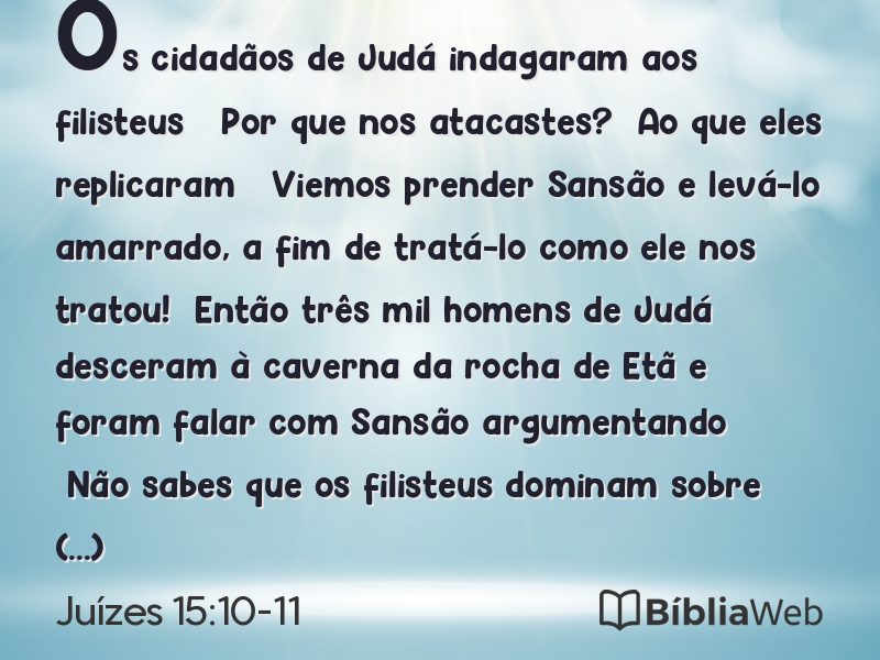 Juízes 15:10-11 em imagem para compartilhar