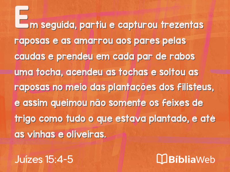 Juízes 15:4-5 em imagem para compartilhar
