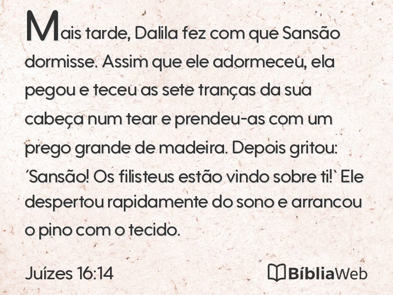 Juízes 16:14 em imagem para compartilhar