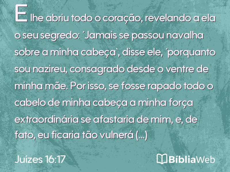 Juízes 16:17 em imagem para compartilhar