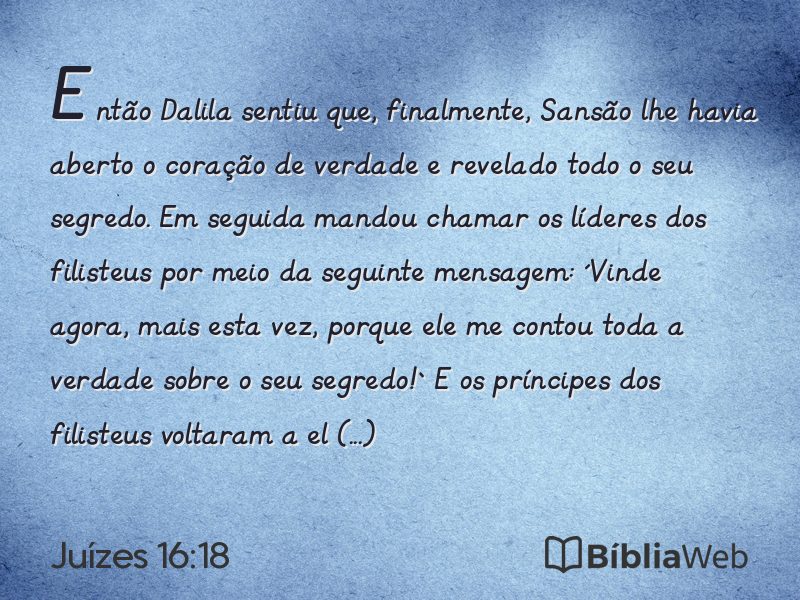 Juízes 16:18 em imagem para compartilhar