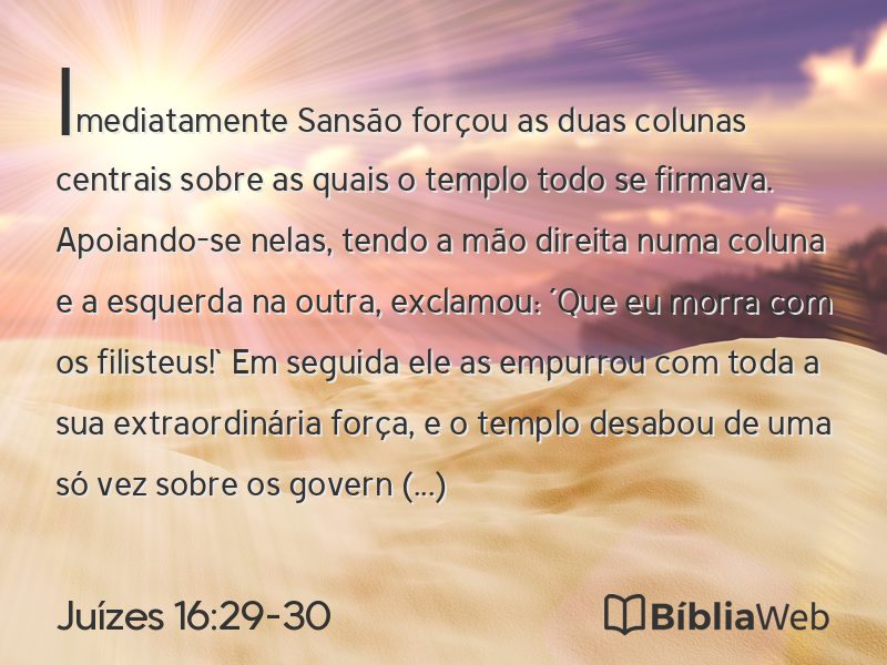 Juízes 16:29-30 em imagem para compartilhar