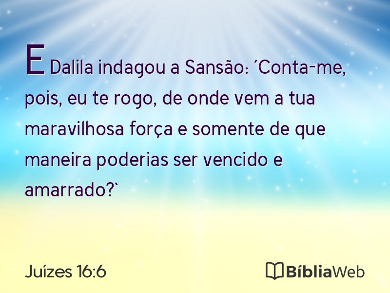 Juízes 16:6 em imagem para compartilhar