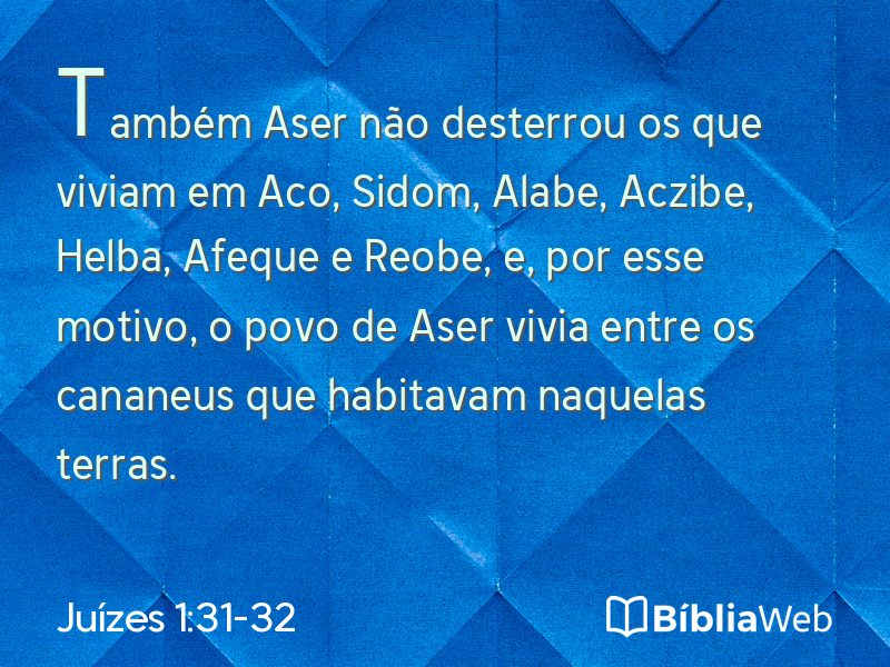 Juízes 1:31-32 em imagem para compartilhar