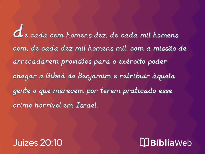 Juízes 20:10 em imagem para compartilhar