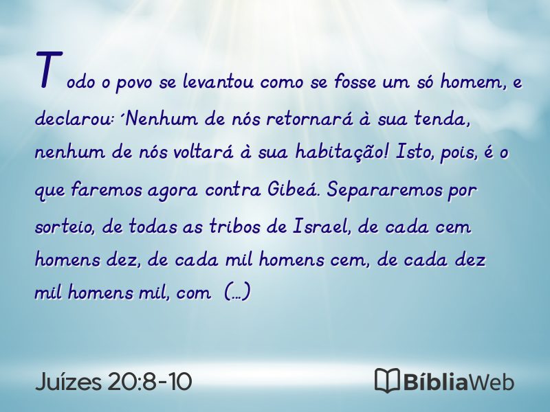 Juízes 20:8-10 em imagem para compartilhar