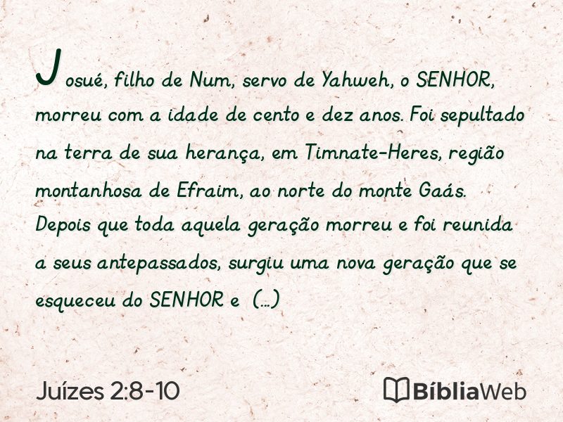 Juízes 2:8-10 em imagem para compartilhar