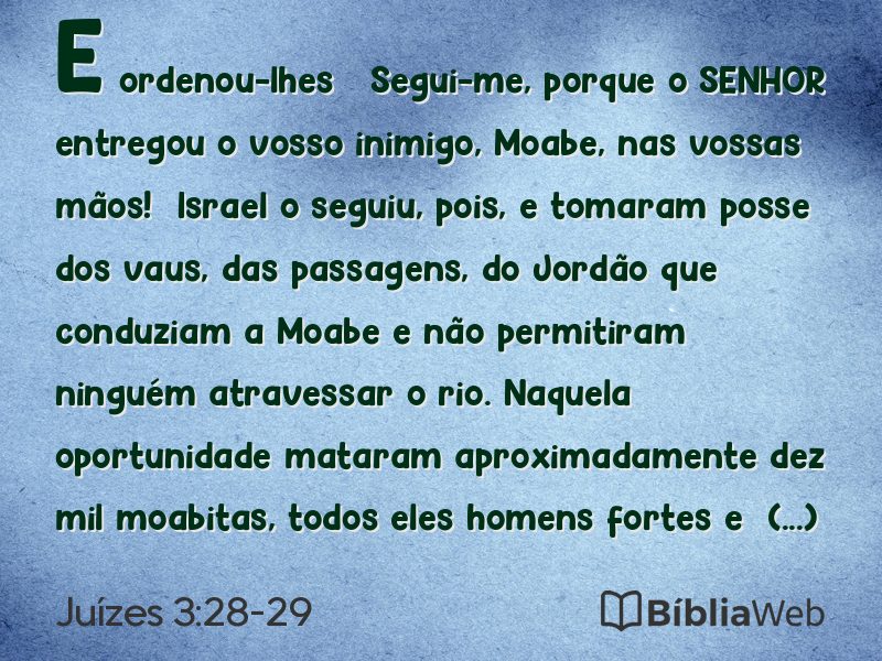 Juízes 3:28-29 em imagem para compartilhar