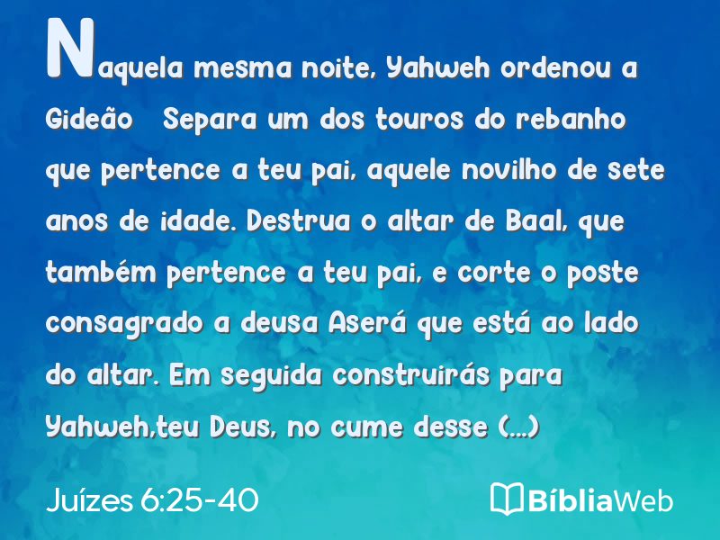 Juízes 6:25-40 em imagem para compartilhar