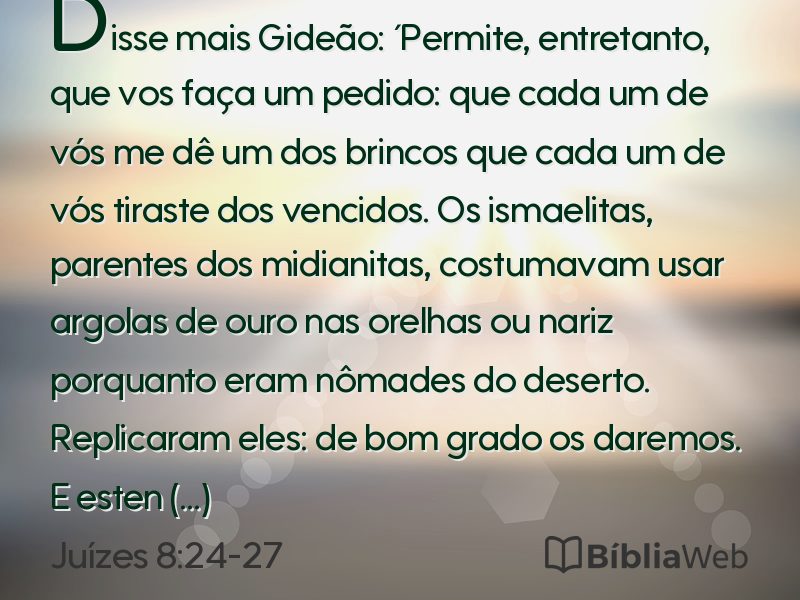 Juízes 8:24-27 em imagem para compartilhar
