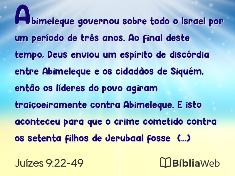 Juízes 9:22-49 em imagem para compartilhar