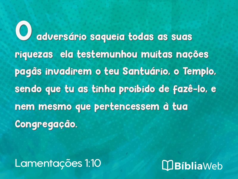 Lamentações 1:10 em imagem para compartilhar