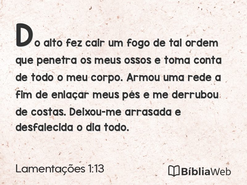 Lamentações 1:13 em imagem para compartilhar