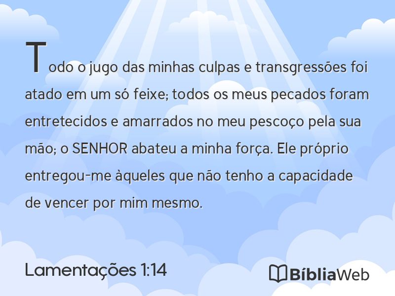 Lamentações 1:14 em imagem para compartilhar