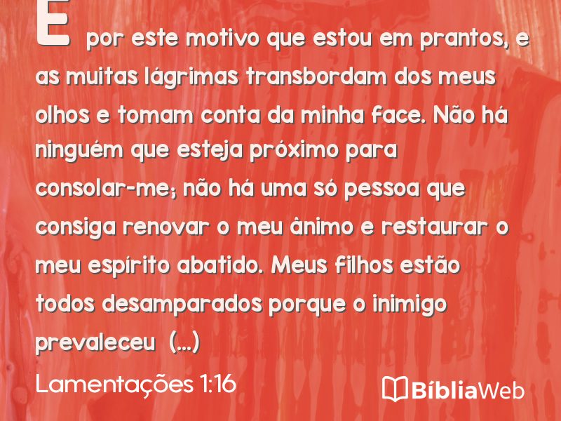 Lamentações 1:16 em imagem para compartilhar