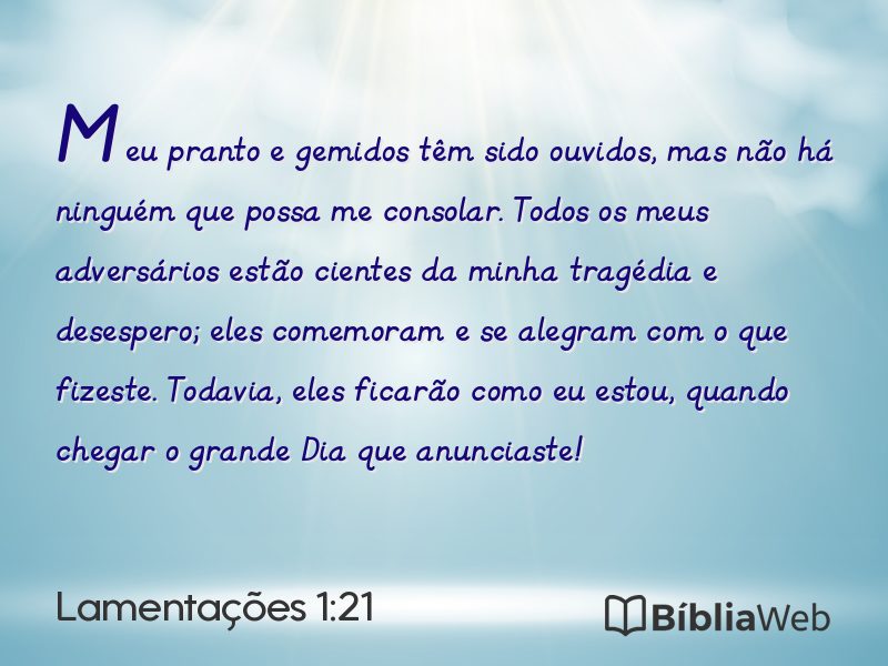Lamentações 1:21 em imagem para compartilhar