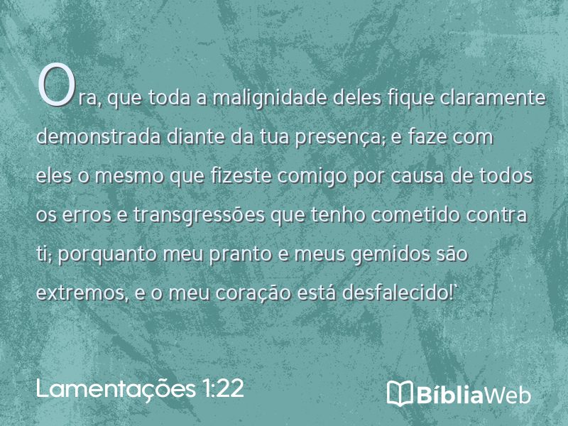 Lamentações 1:22 em imagem para compartilhar