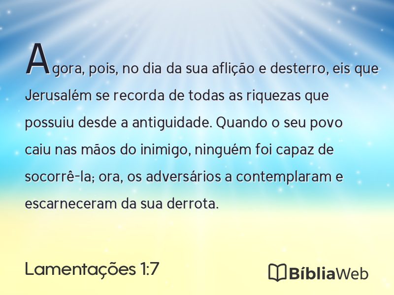 Lamentações 1:7 em imagem para compartilhar