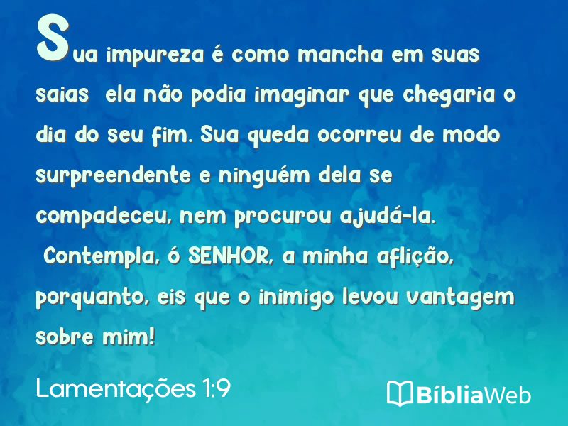 Lamentações 1:9 em imagem para compartilhar