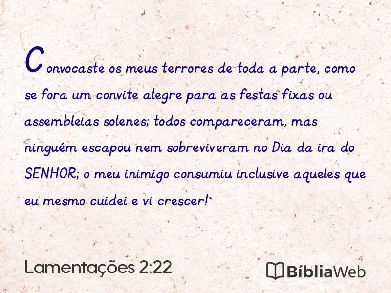 Lamentações 2:22 em imagem para compartilhar