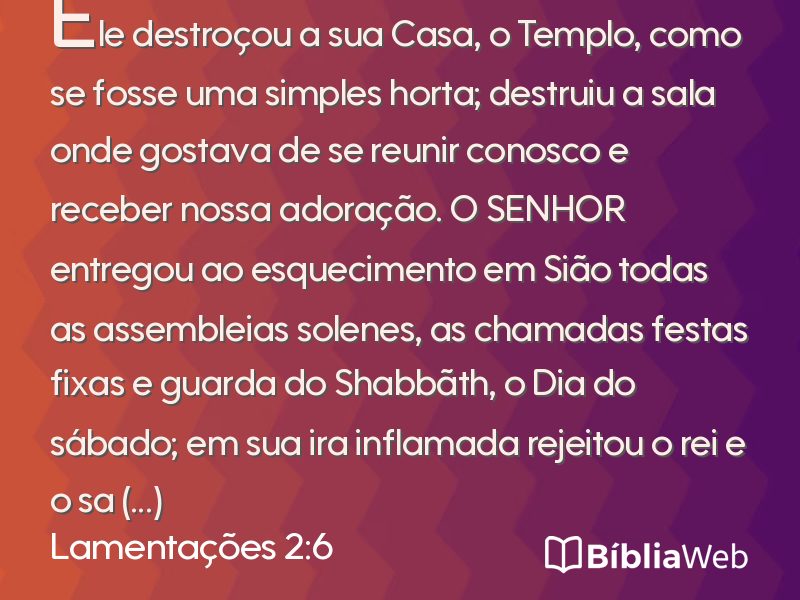 Lamentações 2:6 em imagem para compartilhar