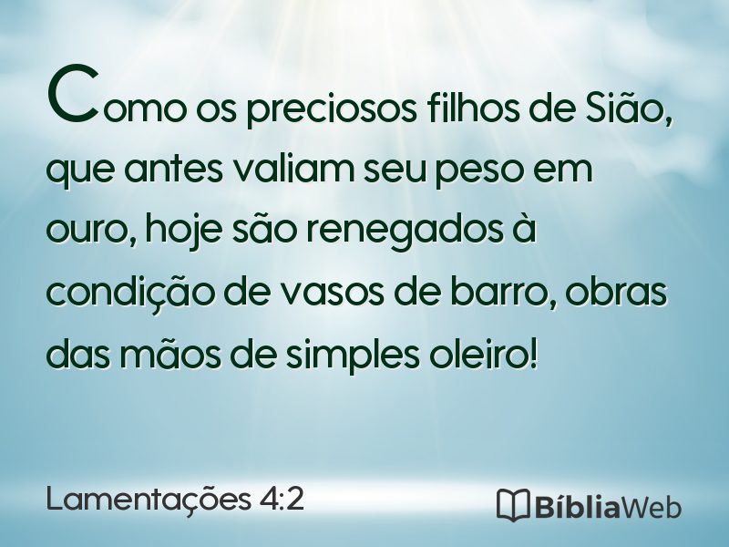 Lamentações 4:2 em imagem para compartilhar