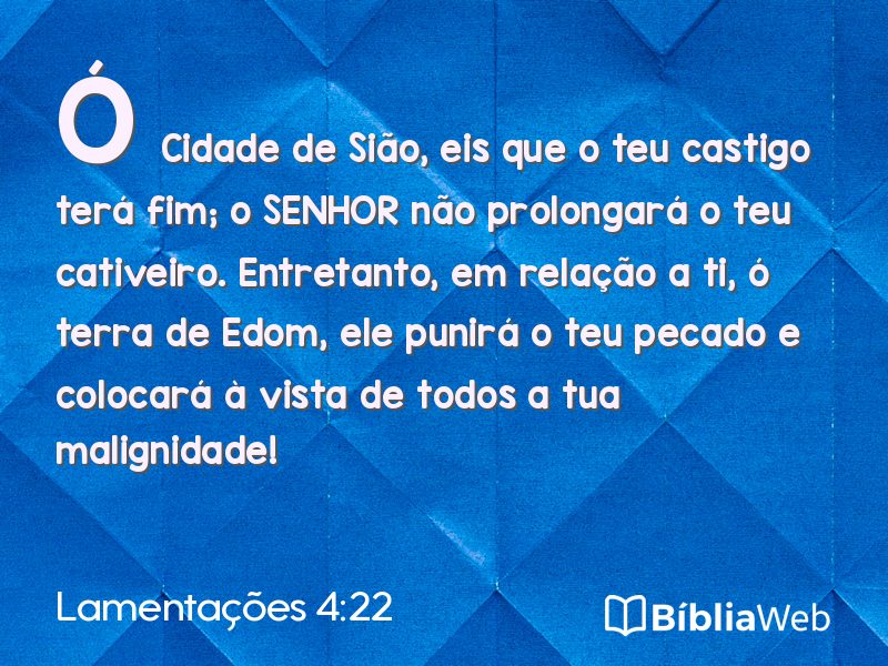 Lamentações 4:22 em imagem para compartilhar
