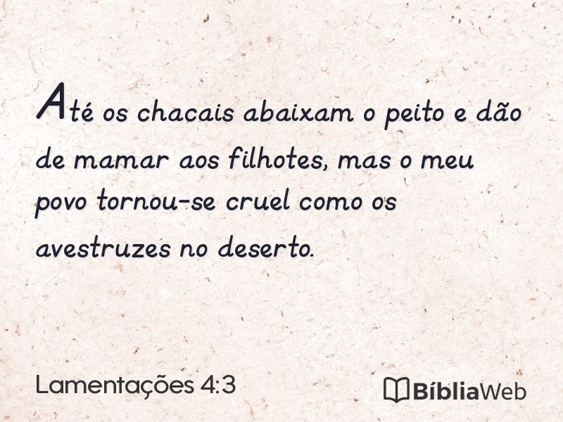 Lamentações 4:3 em imagem para compartilhar