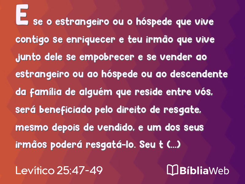 Levítico 25:47-49 em imagem para compartilhar