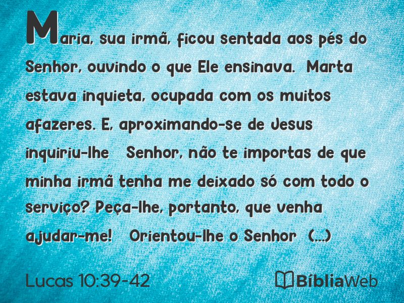 Lucas 10:39-42 em imagem para compartilhar