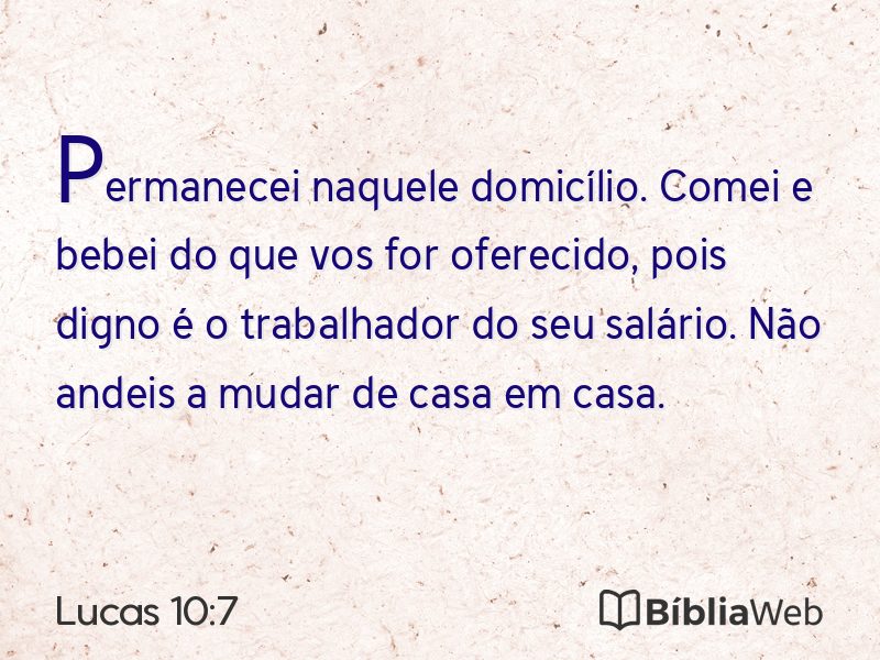 Lucas 10:7 em imagem para compartilhar