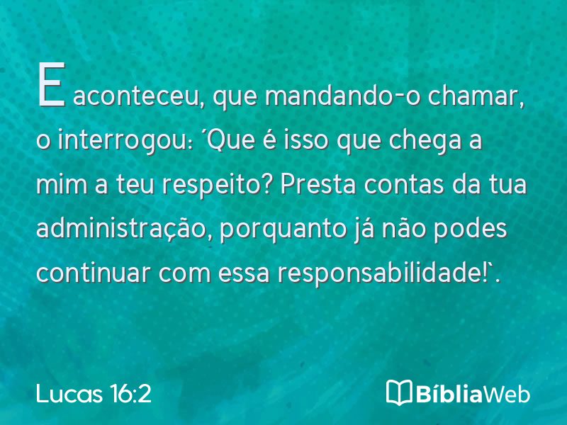 Lucas 16:2 em imagem para compartilhar