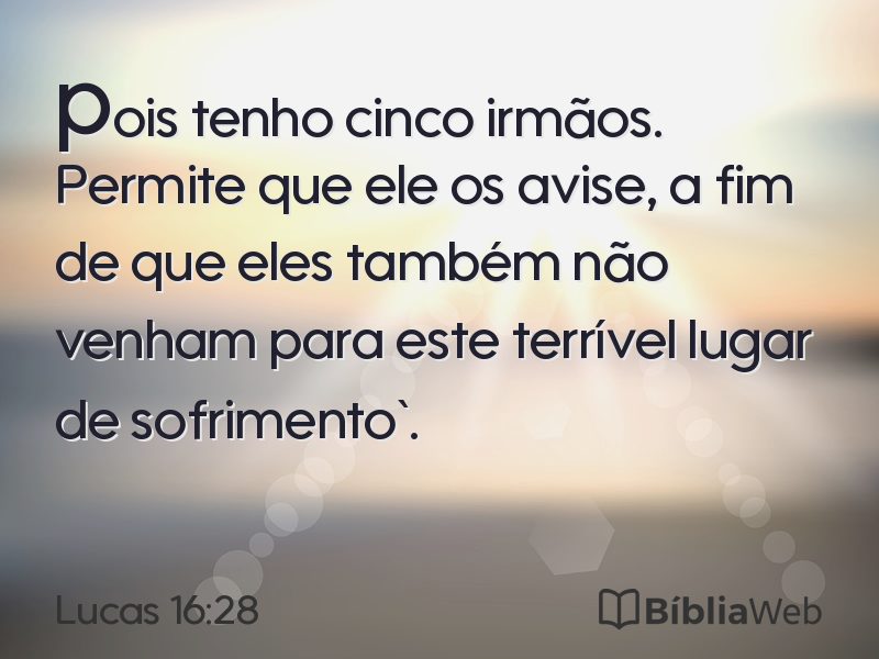 Lucas 16:28 em imagem para compartilhar