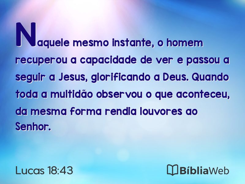 Lucas 18:43 em imagem para compartilhar