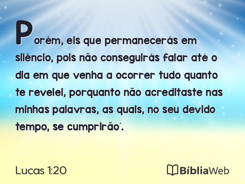 Lucas 1:20 em imagem para compartilhar