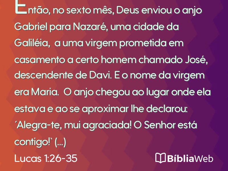 Lucas 1:26-35 em imagem para compartilhar