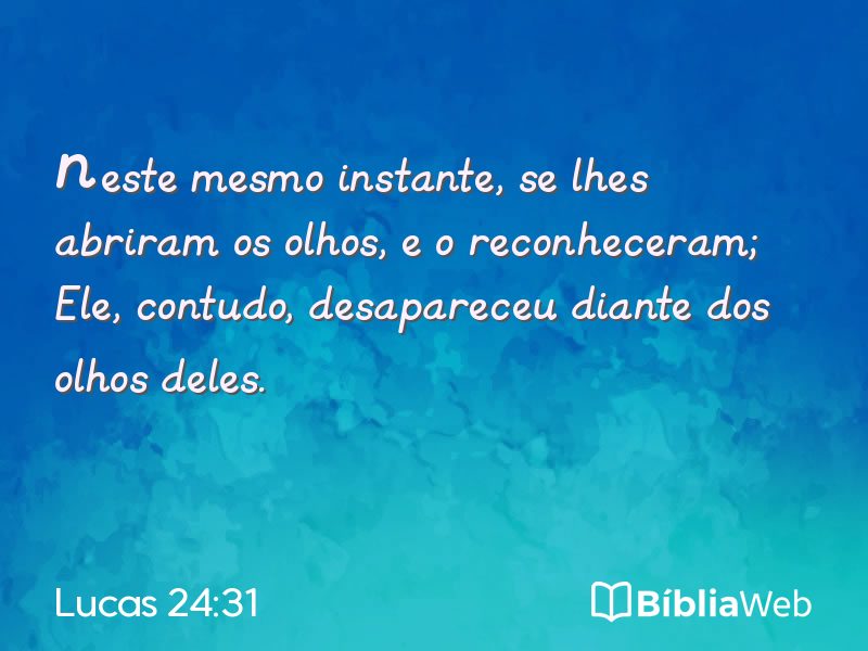 Lucas 24:31 em imagem para compartilhar