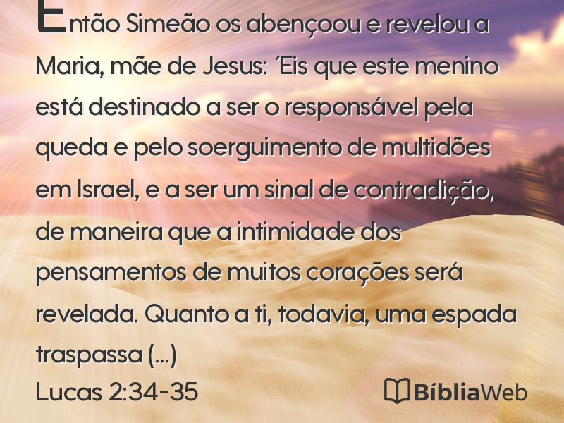 Lucas 2:34-35 em imagem para compartilhar