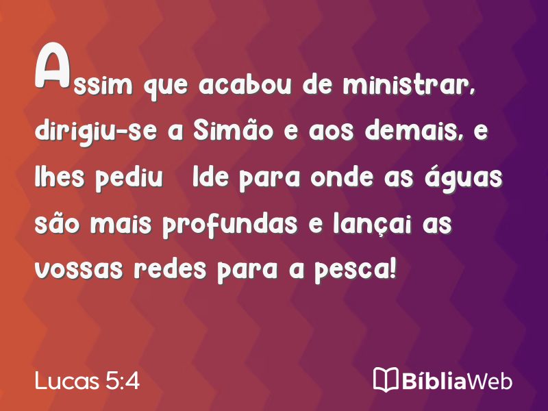 Lucas 5:4 em imagem para compartilhar