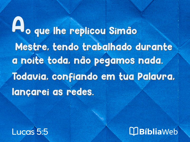 Lucas 5:5 em imagem para compartilhar